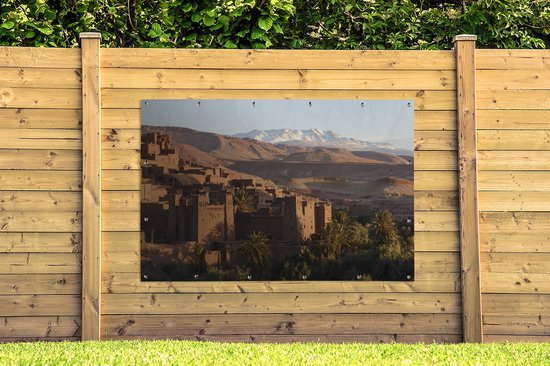 Affiche de jardin Village sur les montagnes de l'Atlas toile en vrac 180x120 cm - Toile de jardin / Toile d'extérieur / Peintures d'extérieur (décoration de jardin) XXL / Groot format!