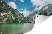 Les pins par le Lago di Braies lac en Italie jardin affiche 180x120 cm - toile Jardin / Extérieur toile / Peintures à l' extérieur (décoration de jardin) XXL / Groot taille!