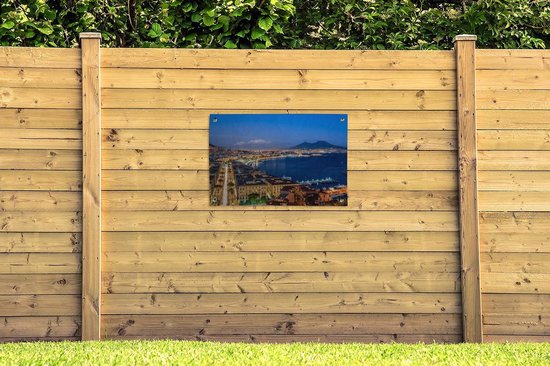Poster Ciel bleu sur la mer et sur le jardin italien de Naples 90x60 cm - Toile de jardin / Toile d'extérieur / Peintures pour l'extérieur (décoration de jardin)