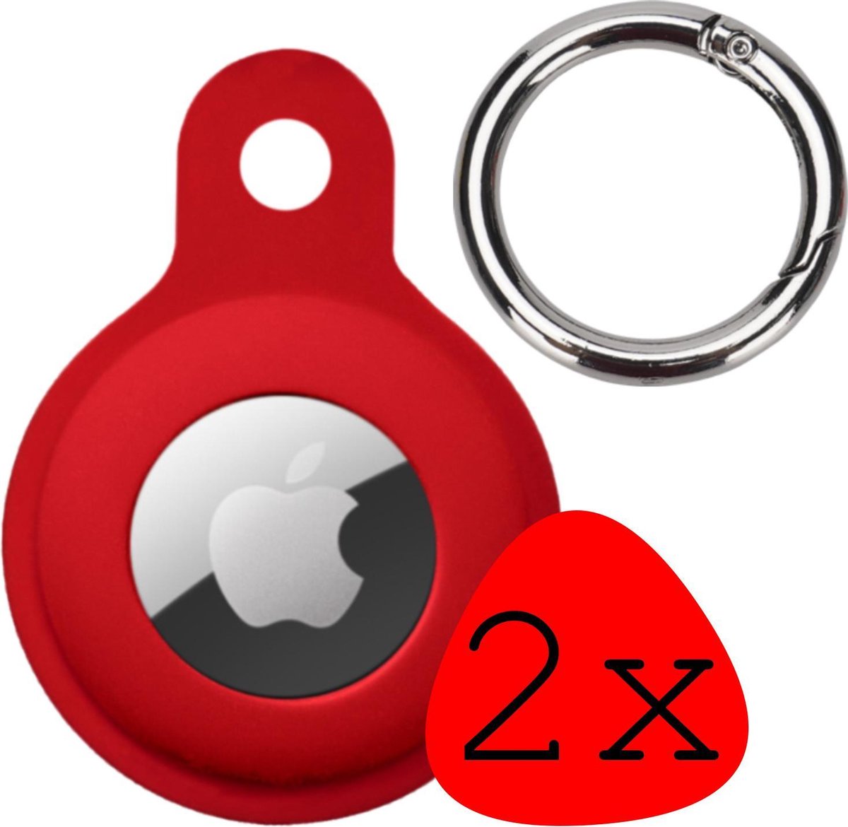 Hoesje Geschikt voor Apple AirTag Hoesje Case Hoesje Geschikt voor Apple AirTag Sleutelhanger Siliconen Hoes - Donkerrood - 2 Stuks