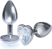 Bejeweled Heart Stainless Steel Plug - Diamond - Butt Plugs & Anal Dildos - Kits