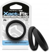 #16 Xact-Fit Cockring 2-Pack - Black - Cock Rings -