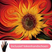 Schilderen Op Nummer Volwassenen Zonnebloem Bloem – 50x40 cm - Inclusief Tekenhandschoen - Paint By Number Volwassenen