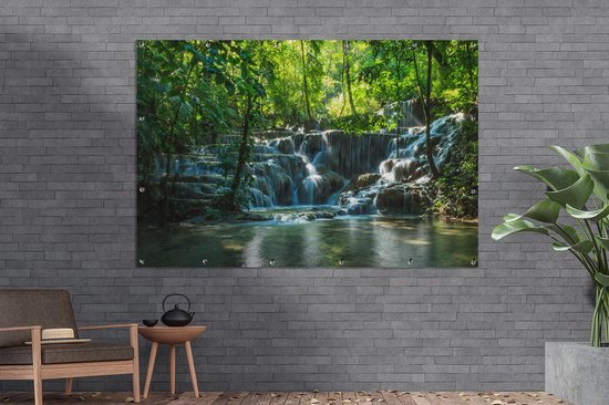 Affiche de jardin Palenque - Jungle waterfall in Palenque Mexico 180x120 cm - Toile de jardin / Toile d'extérieur / Peintures d'extérieur (décoration de jardin) XXL / Groot format!