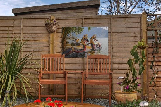 Affiche de jardin Pura Ulun Danu Bratan Temple - Dragons au Pura Ulun Danu Bratan Temple on Bali affiche de jardin en vrac 60x40 cm - Toile de jardin / Toile d'extérieur / Peintures pour l'extérieur (décoration de jardin)