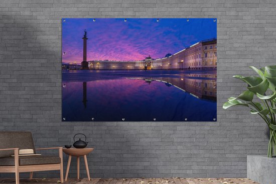Décoration murale Ciel violet sur la Place du Palais à Saint-Pétersbourg - 180x120 cm - Affiche jardin - Toile jardin