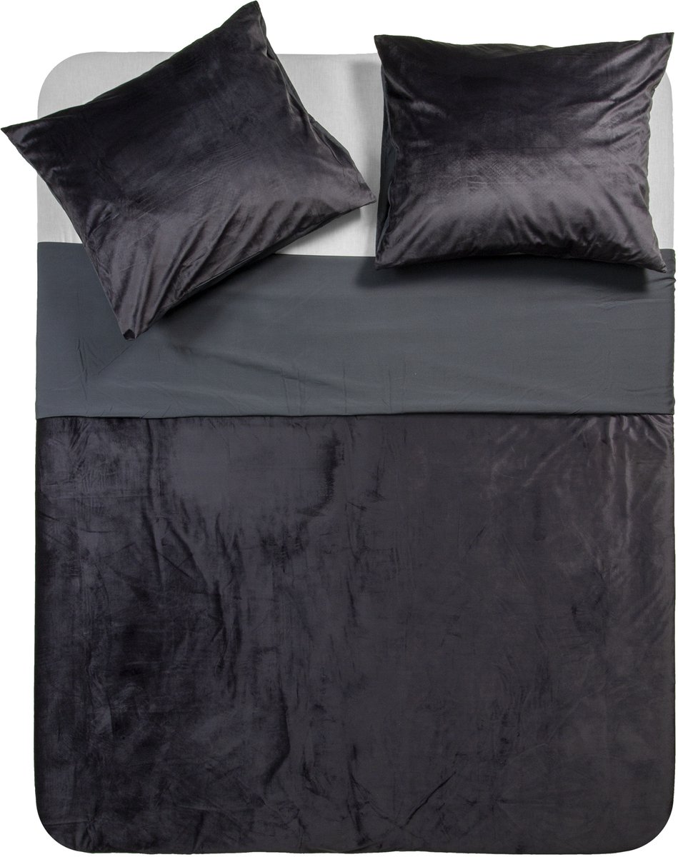 Y-NOT - Fluweel/Velvet - Dekbedovertrek - Tweepersoons - 200x200/220 cm - Antraciet