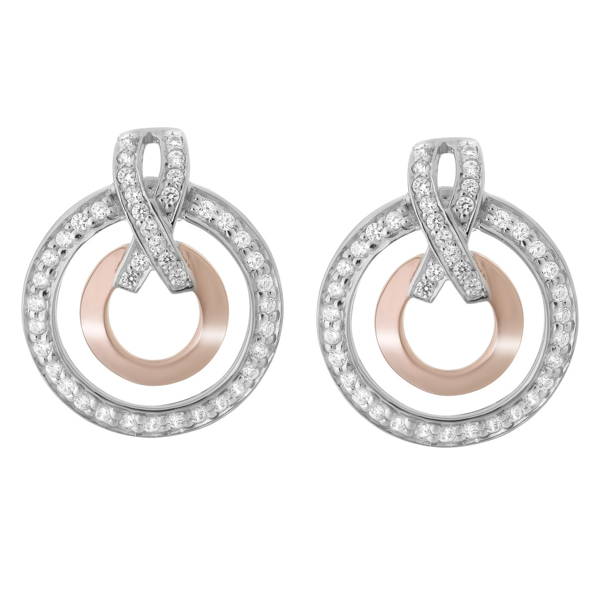 Orphelia Silver 925 Zo-7095/1 Earring White/Rosedouble Circle Zirc