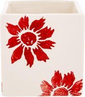 Bloempot voor Binnen en Buiten - Plantenbak - Plantenpot - Rood - 8x8xh8cm vierkant- Aardewerk