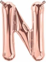 Letterballon N Rose-Goud 16inch, kindercrea