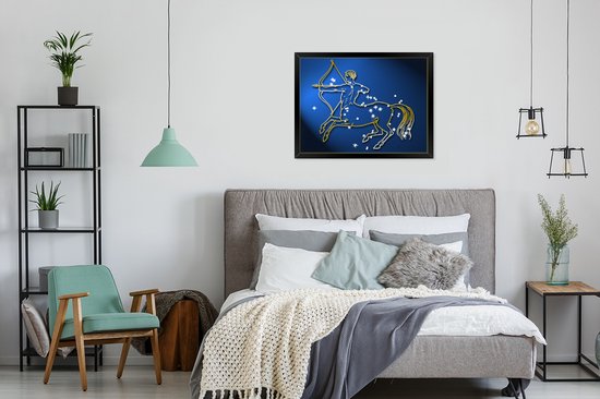 Image encadrée - Cadre photo signe du zodiaque du Sagittaire noir 80x60 cm - Affiche encadrée (Décoration murale salon / chambre)