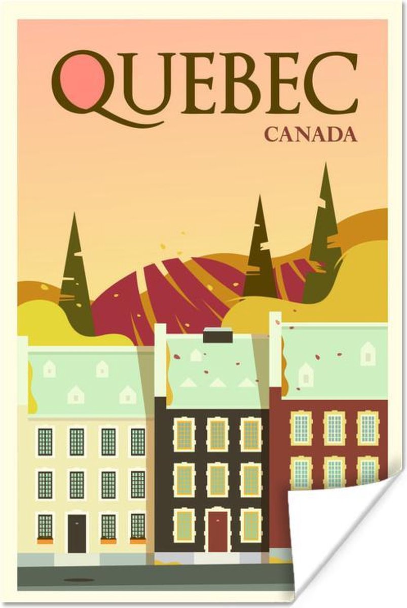 Affiche dessin de la ville de Québec au Canada 40x60 cm
