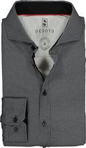 DESOTO slim fit overhemd - stretch tricot - zwart structuur - Strijkvrij - Boordmaat: 41/42