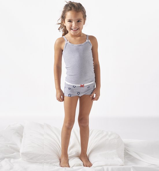 Little Label - filles - caleçons - 2 pièces - blanc, bleu étoile - taille 110/116 - coton bio