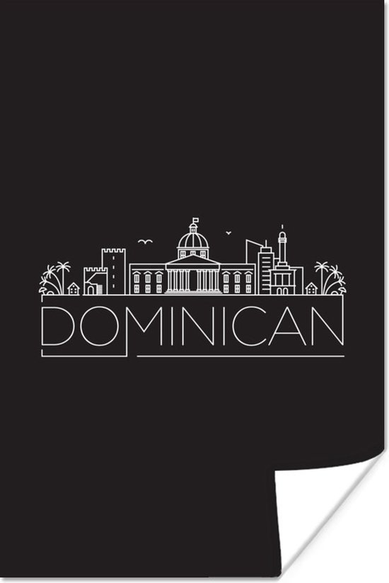 Poster Skyline "Dominicaanse Republiek" zwart - 80x120 cm