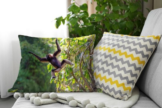Sierkussen Jungle Residents pour intérieur - Singe sautant dans la jungle - 60x40 cm - coussin intérieur rectangulaire en coton