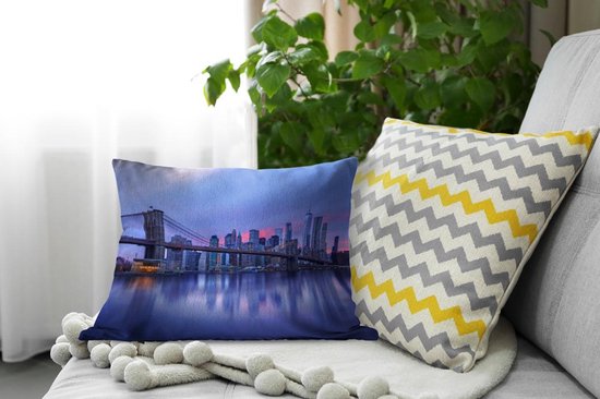 Sierkussen New York Luxury Deco pour l'intérieur - New York derrière le Bridge de Brooklyn - 50x30 cm - coussin intérieur rectangulaire en coton