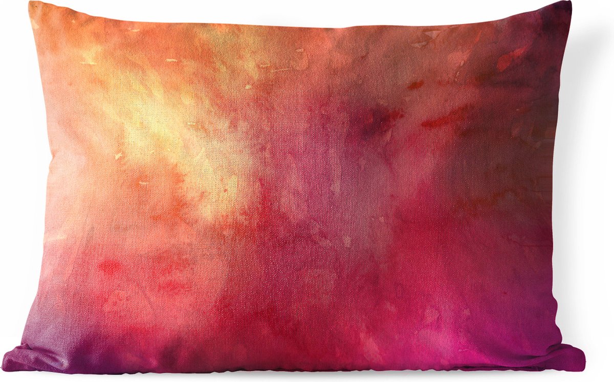 Buitenkussens - Tuin - Abstract kunstwerk gemaakt met waterverf met oranje en donkerrode kleuren - 50x30 cm