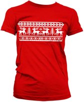 Dames Fun Tshirt -2XL- Scandinavian Christmas Rood