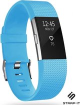 Siliconen Smartwatch bandje - Geschikt voor Fitbit Charge 2 siliconen bandje - blauw - Strap-it Horlogeband / Polsband / Armband - Maat: Maat S