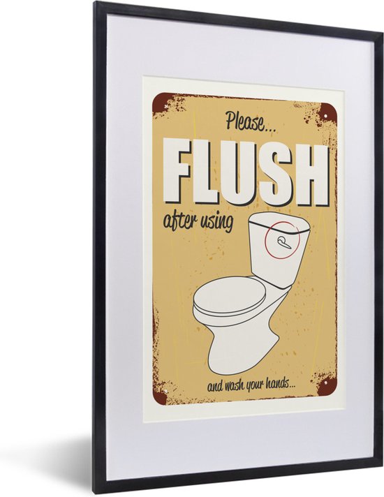 Photo encadrée - Un poster avec toilette et le texte Cadre photo affleurant  noir avec... | bol.com