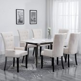Medina Eetkamerstoelen met armleuningen 6 st stof beige