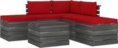 Medina 6-delige Loungeset met kussens pallet massief grenenhout