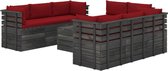 Medina 9-delige Loungeset met kussens pallet massief grenenhout