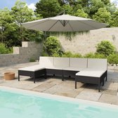 Medina 6-delige Loungeset met kussens poly rattan zwart