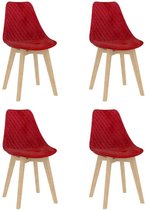 Medina Eetkamerstoelen 4 st fluweel rood