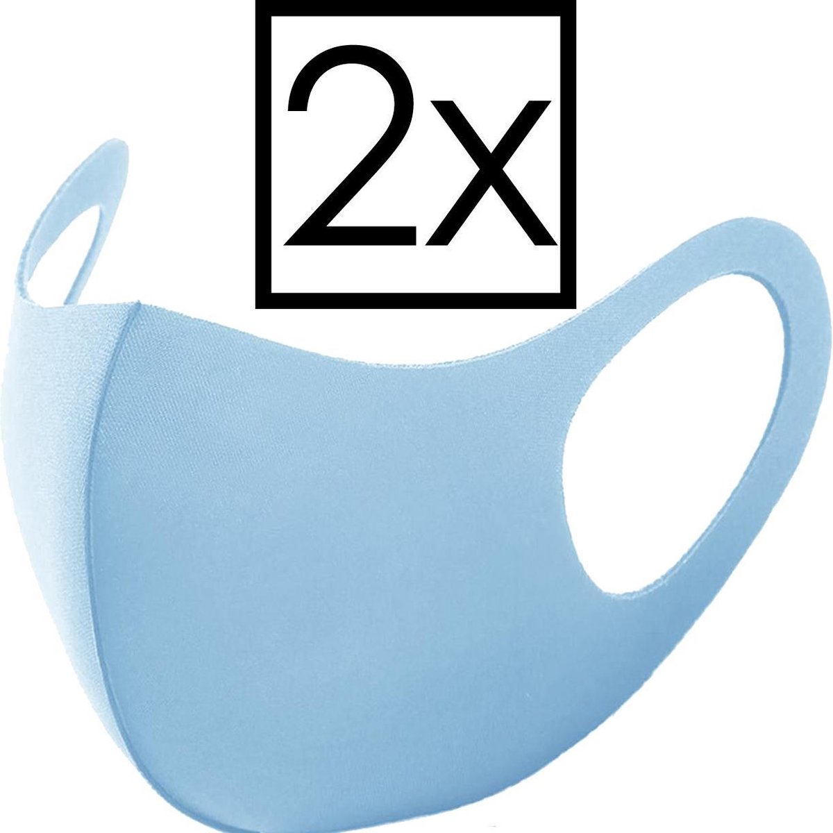 Mondkapje Wasbaar Universeel Mondmasker Wasbaar Niet Medisch Blauw - 2x