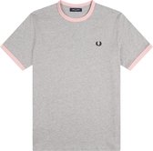 Fred Perry T-shirt - Mannen - Licht grijs/ Licht roze