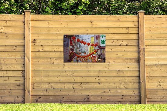 Lanternes rouges dans une rue de Yokohama au Japon Affiche de jardin 90x60 cm - Toile de jardin / Toile d'extérieur / Peintures pour l'extérieur (décoration de jardin)