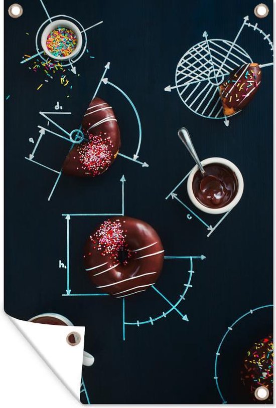 Foto: Muurdecoratie meetkunde met donuts 120x180 cm tuinposter tuindoek buitenposter