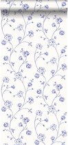ESTAhome behang toile de jouy rozen blauw - 115712 - 53 cm x 10,05 m