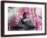 Foto in frame , Boeddha met Bamboe , 120x80cm , Multikleur , Premium print