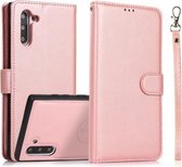 Voor Samsung Galaxy Note10 Kalf Textuur 2 in 1 Afneembare Magnetische Achterkant Horizontale Flip Lederen Case met Houder & Kaartsleuven & Portemonnee & Fotolijst (Rose Goud)
