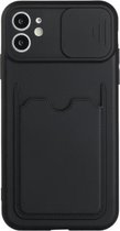Sliding Camera Cover Design TPU-beschermhoes met kaartsleuf voor iPhone 11 (zwart)