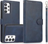 Voor Samsung Galaxy A32 Kalf Textuur 2 in 1 Afneembare Magnetische Achterkant Horizontale Flip Lederen Case met Houder & Kaartsleuven & Portemonnee & Fotolijst (Blauw)
