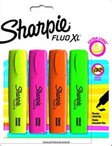 Sharpie Fluo XL-markeerstiften | Beitelpunt | Diverse fluorescerende kleuren | 4 stuks