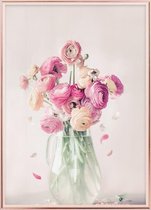 Poster Met Metaal Rose Lijst - Ranonkels Bloemen Poster