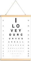 JUNIQE - Posterhanger Eye Chart I Love You -40x60 /Wit & Zwart