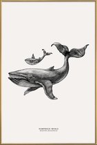 JUNIQE - Poster met kunststof lijst Humpback Whale -30x45 /Grijs &