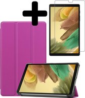Hoes Geschikt voor Samsung Galaxy Tab A7 Lite Hoes Luxe Hoesje Book Case Met Screenprotector - Hoesje Geschikt voor Samsung Tab A7 Lite Hoes Cover - Paars