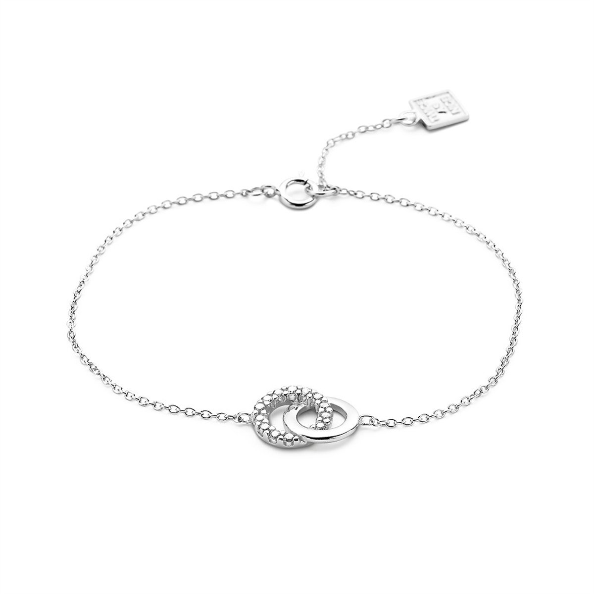 Twice As Nice Armband in zilver, 2 cirkels, zirkonia 16cm+2cm