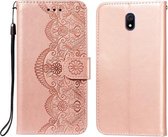 Voor Xiaomi Redmi 8A Flower Vine Embossing Pattern Horizontale Flip Leather Case met Card Slot & Holder & Wallet & Lanyard (Rose Gold)