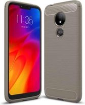 TPU-hoesje van koolstofvezel met geborstelde textuur voor Motorola Moto G7 Power EU-versie (grijs)