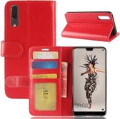 Voor Huawei P20 PU + TPU Crazy Horse Texture Horizontale Flip Leren Case met Portemonnee & Houder & Kaartsleuven (Rood)