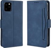 Wallet Style Skin Feel Kalfspatroon lederen hoes voor iPhone 11 Pro Max, met aparte kaartsleuf (blauw)