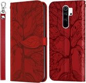 Voor Xiaomi Redmi 9 Life of Tree Embossing Pattern Horizontale flip lederen tas met houder & kaartsleuf & portemonnee & fotolijst & lanyard (rood)
